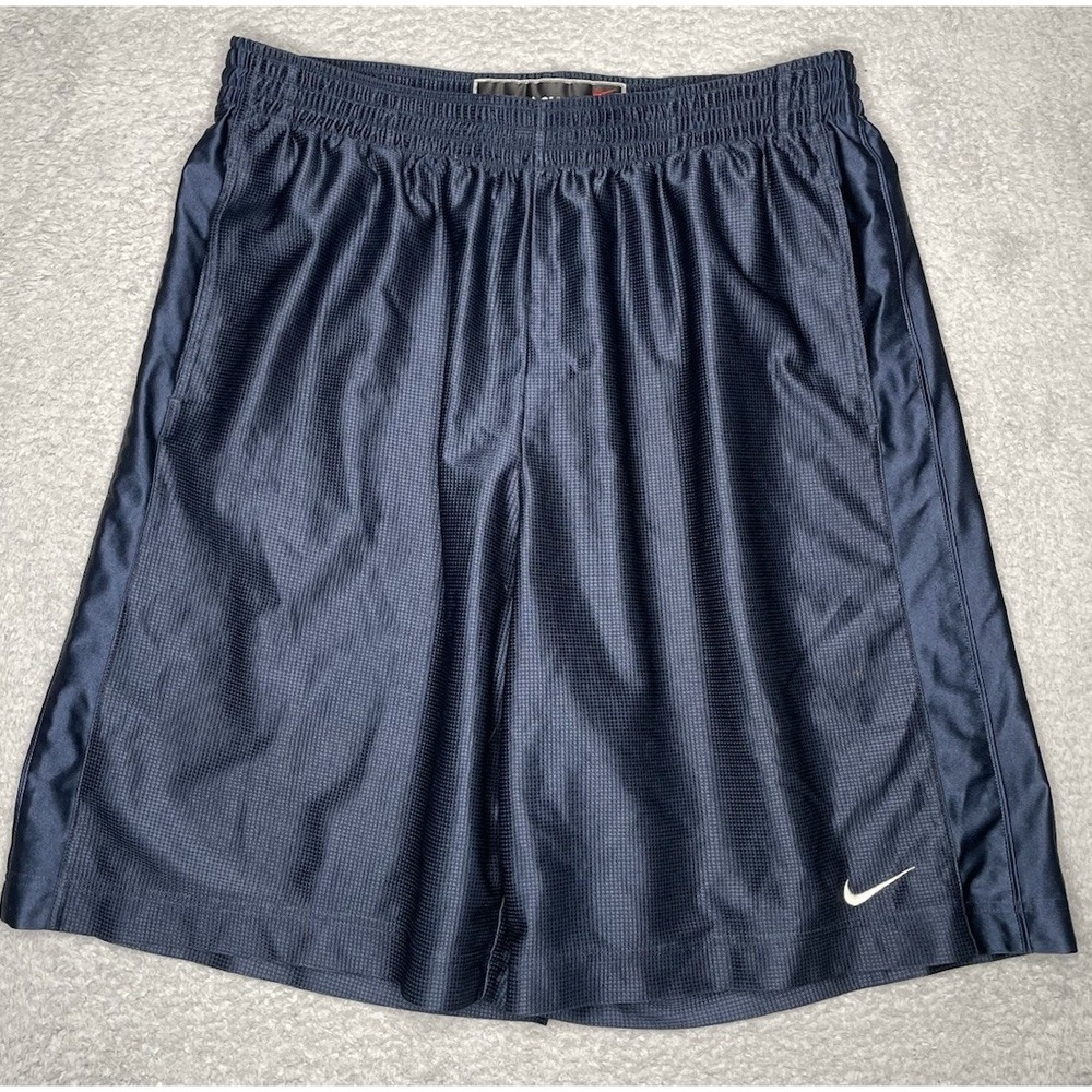 Vintage Nike Basketball Uncompromising Shorts Men 2XL Navy Blue Dazzle Shiny Y2K